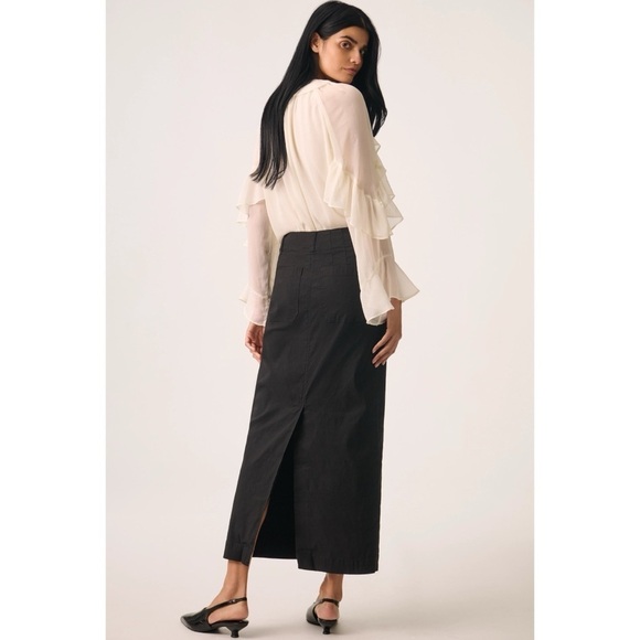 NWT Anthropologie The Colette Maxi Skirt Maeve Linen Edition in Black - Picture 9 of 15